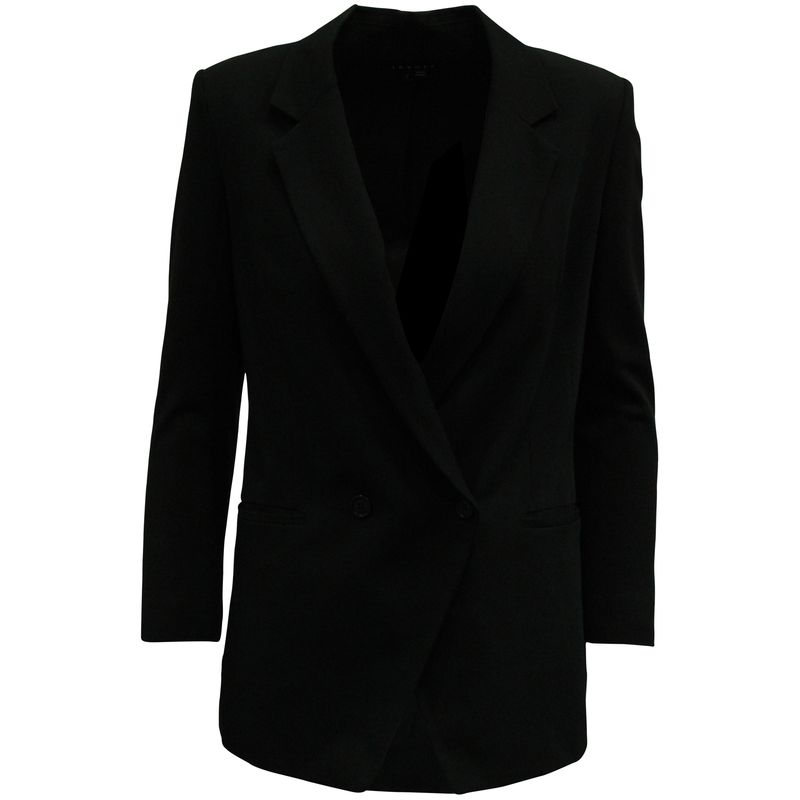 Theory Double-Breasted Jacket In Black Wool
